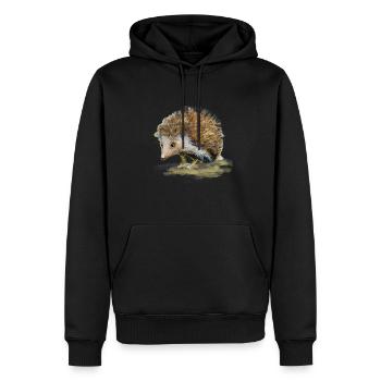 Little Hedgehog – Hand Painted Illustration - Men’s Premium Organic Hoodie - black - Front - Nico (187cm)