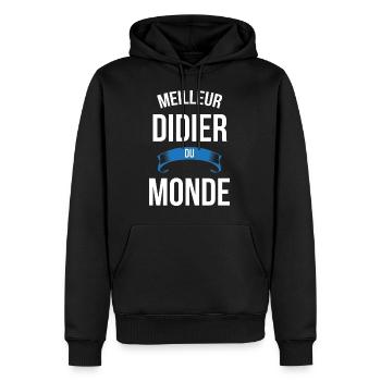 Meilleur Didier du monde homme - Sweat à capuche Premium bio Homme - noir - Devant - Nico (187cm)