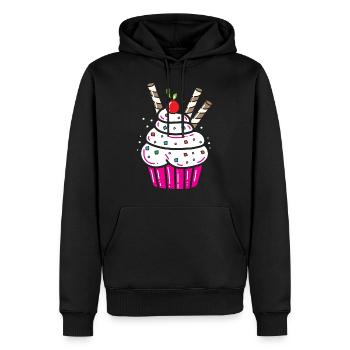 Cupcake glaçage blanc pâtisserie cuisson dent sucrée - Sweat à capuche Premium bio Homme - noir - Devant - Nico (187cm)