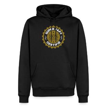 SUPER PAPY CERTIFIÉE (motif doré) - Sweat à capuche Premium bio Homme - noir - Devant - Nico (187cm)