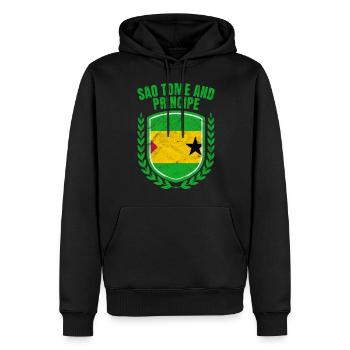 São Tomé-et-Príncipe - Sweat à capuche Premium bio Homme - noir - Devant - Nico (187cm)