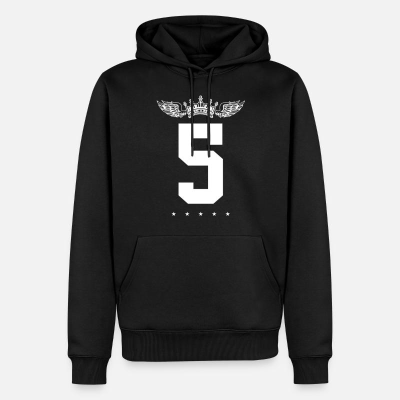 5 Couronne numérique - Sweat à capuche Premium bio Homme - noir