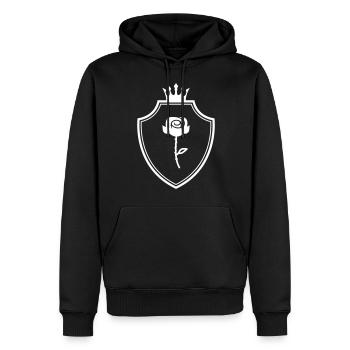 Rose Wappen - Männer Premium Bio Hoodie - Schwarz - Vorne - Nico (187cm)