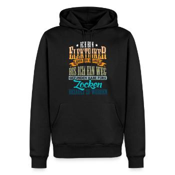 Ich bin Elektriker Gamer Zocken - Männer Premium Bio Hoodie - Schwarz - Vorne - Nico (187cm)