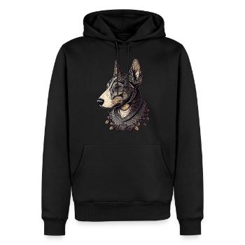 Bull terrier - Sweat à capuche Premium bio Homme - noir - Devant - Nico (187cm)