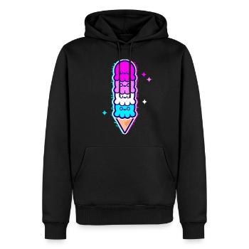 UwU | Crème glacée au poulpe avec paillettes femboy flag - Sweat à capuche Premium bio Homme - noir - Devant - Nico (187cm)