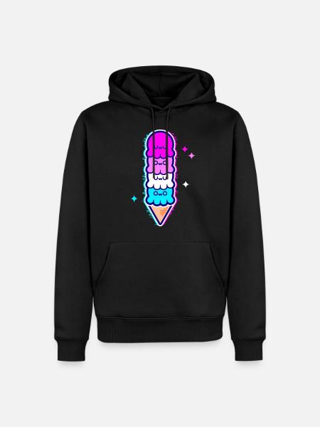 UwU Octopus ijs met femboy vlag glitter - Mannen Premium Bio hoodie - zwart