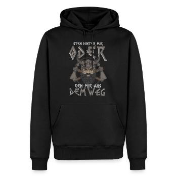 Wikinger Steh Hinter Mir - Männer Premium Bio Hoodie - Schwarz - Vorne - Nico (187cm)