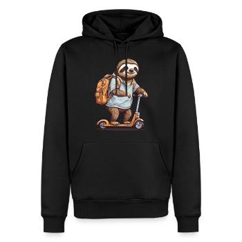 Premier jour d’inscription d’un élève paresseux - Sweat à capuche Premium bio Homme - noir - Devant - Nico (187cm)