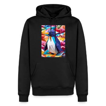 Regenbogenwatschel - Origami-Pinguin - Männer Premium Bio Hoodie - Schwarz - Vorne - Nico (187cm)