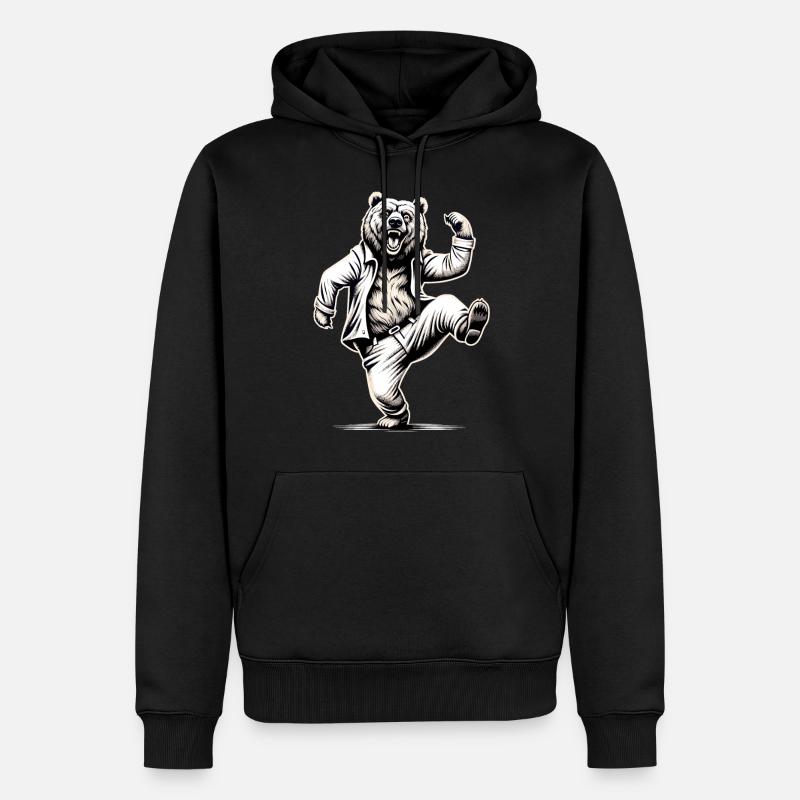 Witziger Bär Vater Papa Geschenk - Männer Premium Bio Hoodie - Schwarz