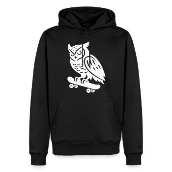 Schneeeule Skateboarder Skatersilhouette Minimalis - Männer Premium Bio Hoodie - Schwarz - Vorne - Nico (187cm)