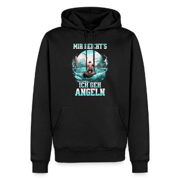 Pêche Pêcheur Bateau Eau Poisson Nature Montagnes - Sweat à capuche Premium bio Homme - noir - Devant - Nico (187cm)