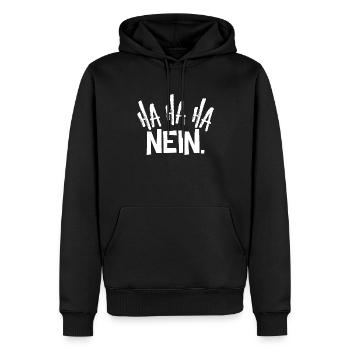 Ha ha ha Nein. - Lustiges Spruch Design - Männer Premium Bio Hoodie - Schwarz - Vorne - Nico (187cm)