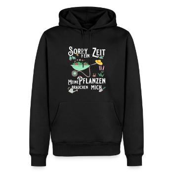 Sorry keine Zeit meine Pflanzen brauchen mich - Männer Premium Bio Hoodie - Schwarz - Vorne - Nico (187cm)