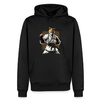 Japanische Karateka Kampfkunst -Karate Fox in - Männer Premium Bio Hoodie - Schwarz - Vorne - Nico (187cm)