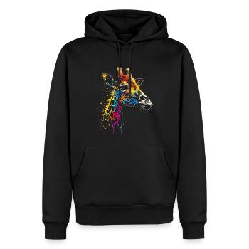 Colorful Giraffe Graffiti Airbrush Artwork - Men’s Premium Organic Hoodie - black - Front - Nico (187cm)