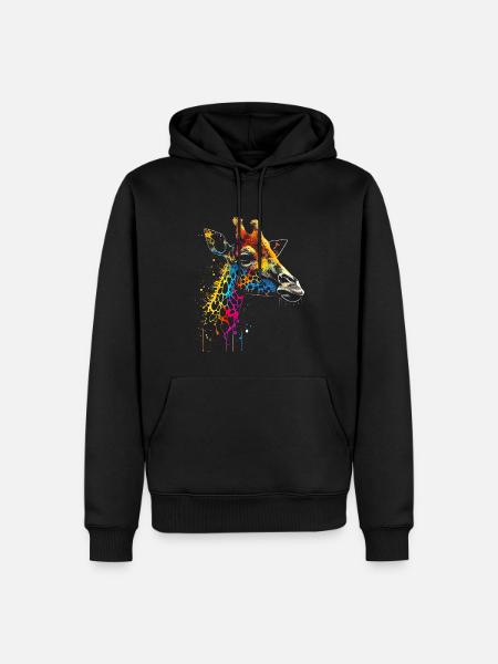 Bunte Giraffe Graffiti Airbrush Artwork - Männer Premium Bio Hoodie - Schwarz