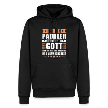 Ich bin Paddler und nicht Gott - Männer Premium Bio Hoodie - Schwarz - Vorne - Nico (187cm)