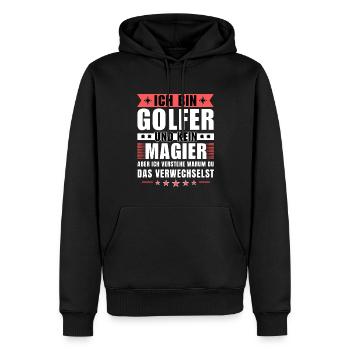 Ich bin Golfer und kein Magier - Männer Premium Bio Hoodie - Schwarz - Vorne - Nico (187cm)