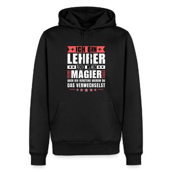 Ich bin Lehrer und kein Magier - Männer Premium Bio Hoodie - Schwarz - Vorne - Nico (187cm)