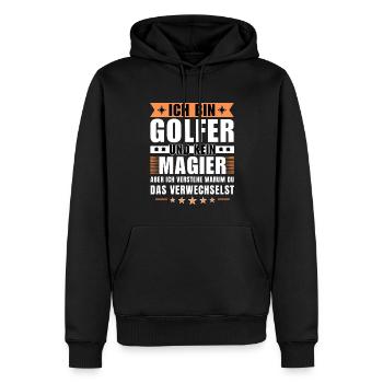 Ich bin Golfer und kein Magier - Männer Premium Bio Hoodie - Schwarz - Vorne - Nico (187cm)