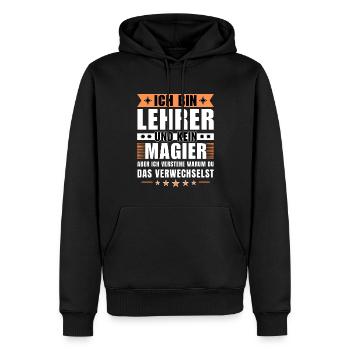 Ich bin Lehrer und kein Magier - Männer Premium Bio Hoodie - Schwarz - Vorne - Nico (187cm)