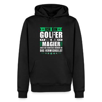 Ich bin Golfer und kein Magier - Männer Premium Bio Hoodie - Schwarz - Vorne - Nico (187cm)