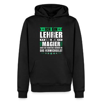 Ich bin Lehrer und kein Magier - Männer Premium Bio Hoodie - Schwarz - Vorne - Nico (187cm)