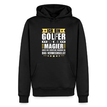 Ich bin Golfer und kein Magier - Männer Premium Bio Hoodie - Schwarz - Vorne - Nico (187cm)