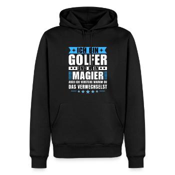 Ich bin Golfer und kein Magier - Männer Premium Bio Hoodie - Schwarz - Vorne - Nico (187cm)