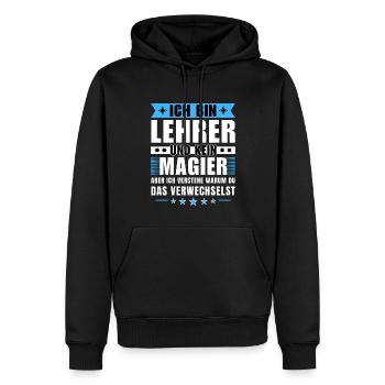 Ich bin Lehrer und kein Magier - Männer Premium Bio Hoodie - Schwarz - Vorne - Nico (187cm)