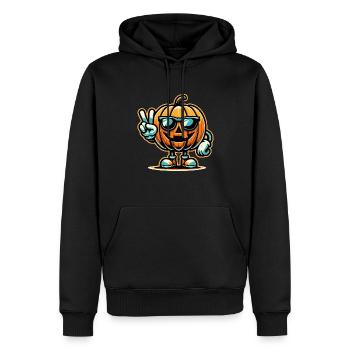 Pumpkin Peace Sign - Men’s Premium Organic Hoodie - black - Front - Nico (187cm)