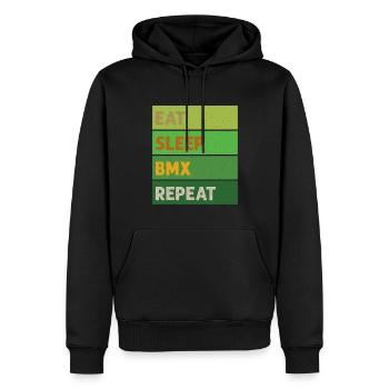 Eat Sleep BMX wiederholen - Männer Premium Bio Hoodie - Schwarz - Vorne - Nico (187cm)