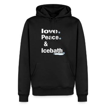 Eisbaden "love and peace im eisbad" eisbaderin - Männer Premium Bio Hoodie - Schwarz - Vorne - Nico (187cm)