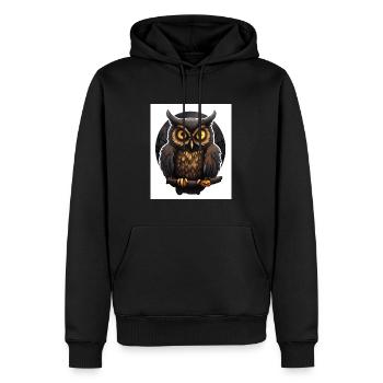 Hibou - Sweat à capuche Premium bio Homme - noir - Devant - Nico (187cm)