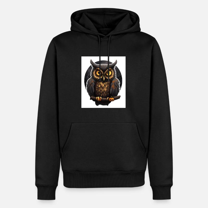 Eule - Männer Premium Bio Hoodie - Schwarz