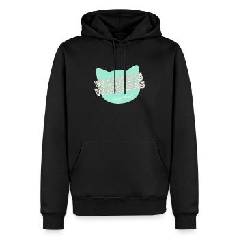 Wolkin's Whiskers - Ein Katzenlogo - Männer Premium Bio Hoodie - Schwarz - Vorne - Nico (187cm)