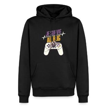 je survie au bug t-shirt gaming idée cadeau geek - Sweat à capuche Premium bio Homme - noir - Devant - Nico (187cm)