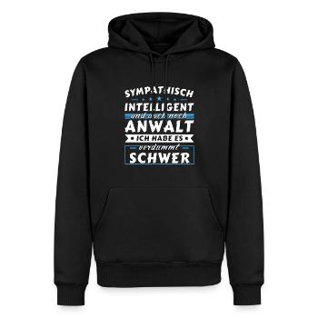 Sympathisch und intelligent - Anwalt Edition - Männer Premium Bio Hoodie - Schwarz - Vorne - Nico (187cm)