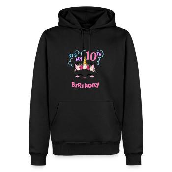 10. Geburtstag Mädchen Outfit Einhorn Katze - Männer Premium Bio Hoodie - Schwarz - Vorne - Nico (187cm)
