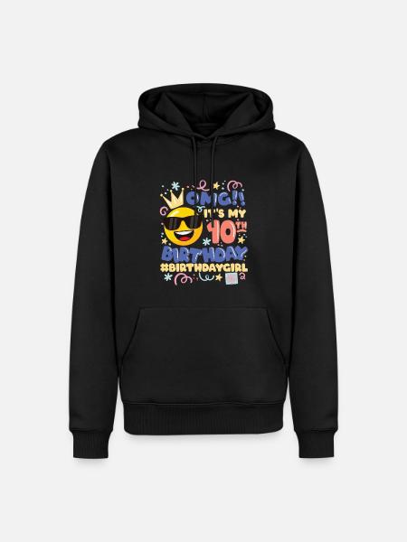 Omg! it's my 10th birthday girl emoticon - Men’s Premium Organic Hoodie - black