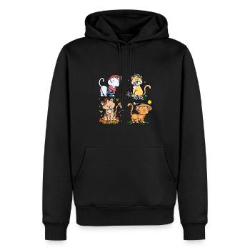 Every Season is a cat season Seasons Cats - Men’s Premium Organic Hoodie - black - Front - Nico (187cm)