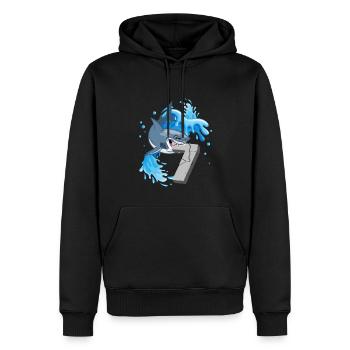 7th Birthday Sharks Thematic Party Seven Years - Men’s Premium Organic Hoodie - black - Front - Nico (187cm)