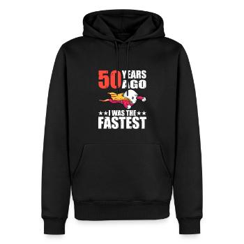 50 years I was the fastest 50th birthday - Men’s Premium Organic Hoodie - black - Front - Nico (187cm)