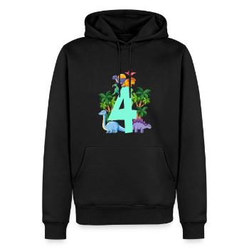 Dinosaurier 4 Jahre Alt 4. Geburtstag Party - Männer Premium Bio Hoodie - Schwarz - Vorne - Nico (187cm)