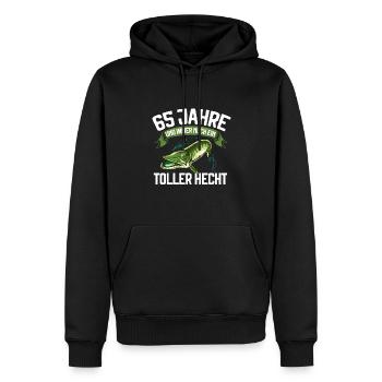 65 Jahre und immer noch ein toller Hecht Angler - Männer Premium Bio Hoodie - Schwarz - Vorne - Nico (187cm)