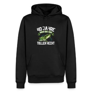 40 Jahre und immer noch ein toller Hecht Angler - Männer Premium Bio Hoodie - Schwarz - Vorne - Nico (187cm)