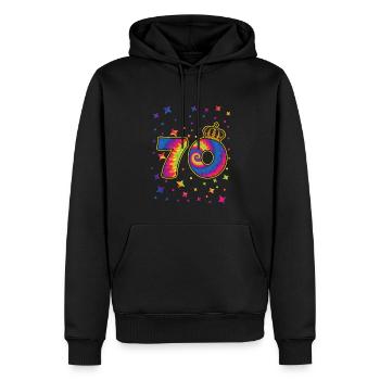Tie-dye 70. Geburtstagsfeier 70 Jahre Alter - Männer Premium Bio Hoodie - Schwarz - Vorne - Nico (187cm)