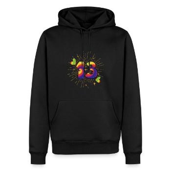 Tie-dye 13e anniversaire 13 ans - Sweat à capuche Premium bio Homme - noir - Devant - Nico (187cm)